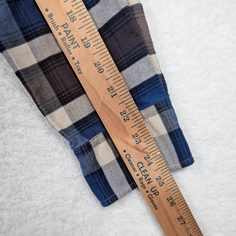 J Crew Oxford Shirt Mens Medium Blue Brown Plaid Slim Fit Long Sleeve Preppy - Picture 6 of 9
